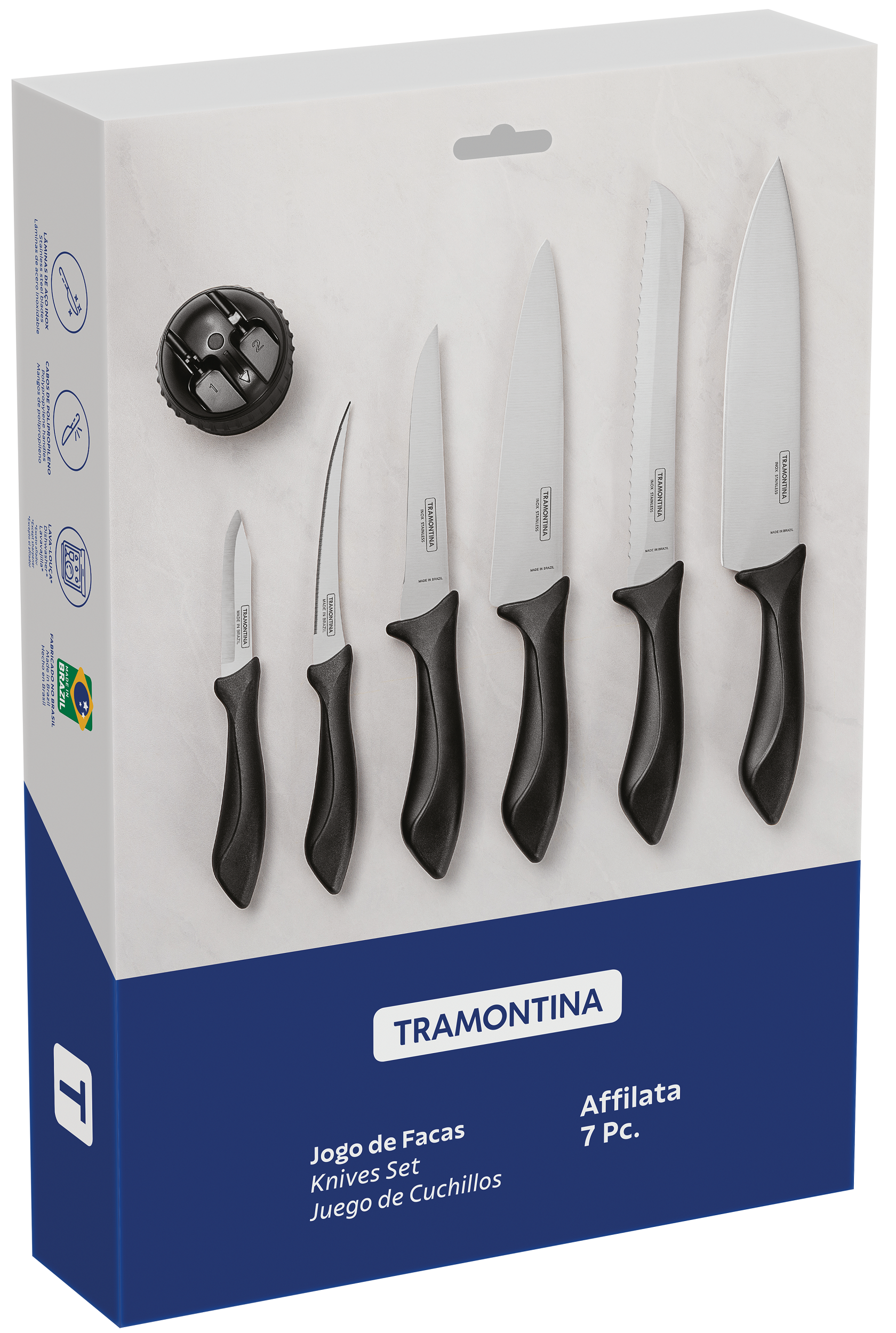 Набір ножів з точилкою TRAMONTINA 23699/060 AFFILATA, цвет