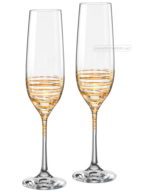 Набір бокалів для шампанського Bohemia 40729/M8441/190-2 Viola Spiral 190 мл