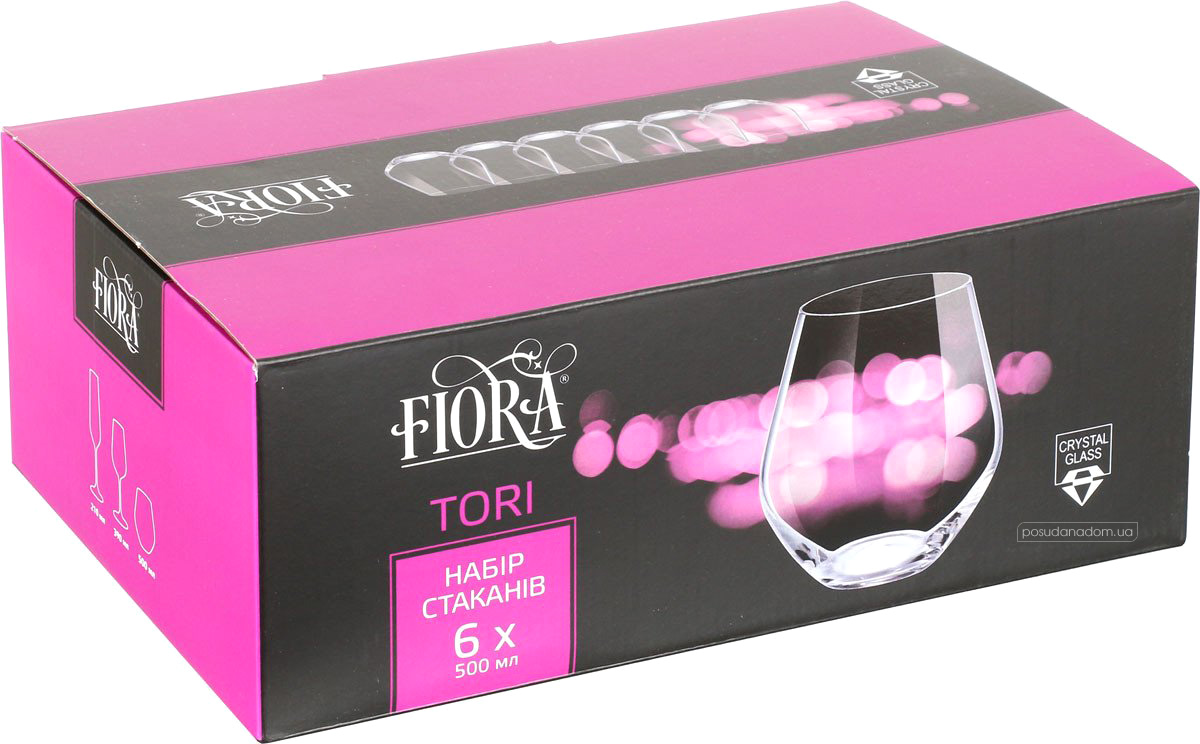 Набор низких стаканов Fiora 52234047 Tori 500 мл