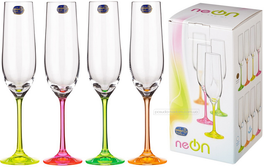 Набір бокалів для шампанського Bohemia 40729-D4892-190 Neon 190 мл