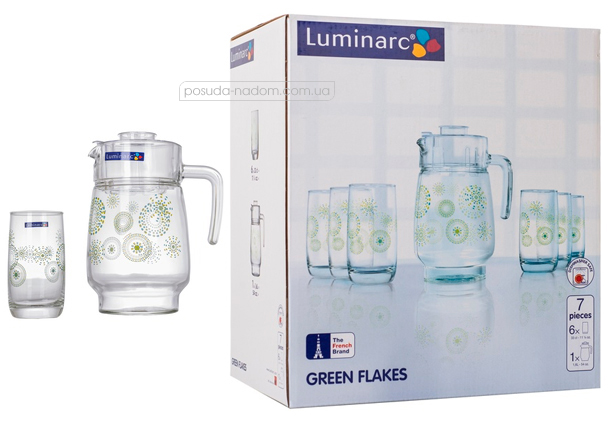 Комплект для напитков Luminarc L6131 GREEN FLAKES 1.6 л
