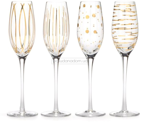 Набор бокалов для шампанского Lifetime Brands 5140630 CHEERS GOLD 210 мл