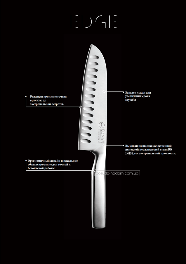 Нож для хлеба Woll WKE255BMB EDGE 25 см, каталог