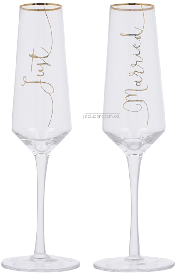 Набір келихів для шампанського Lifetime Brands C000253 Just Married Wedding Belles 250 мл