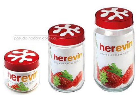 Набор банок для хранения Herevin 135378-001 PUZZLE RED 1 л