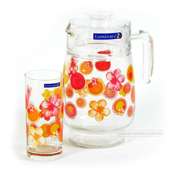 Комплект для напоїв Luminarc d3182 Bubbles flowers Pink 1.6 л