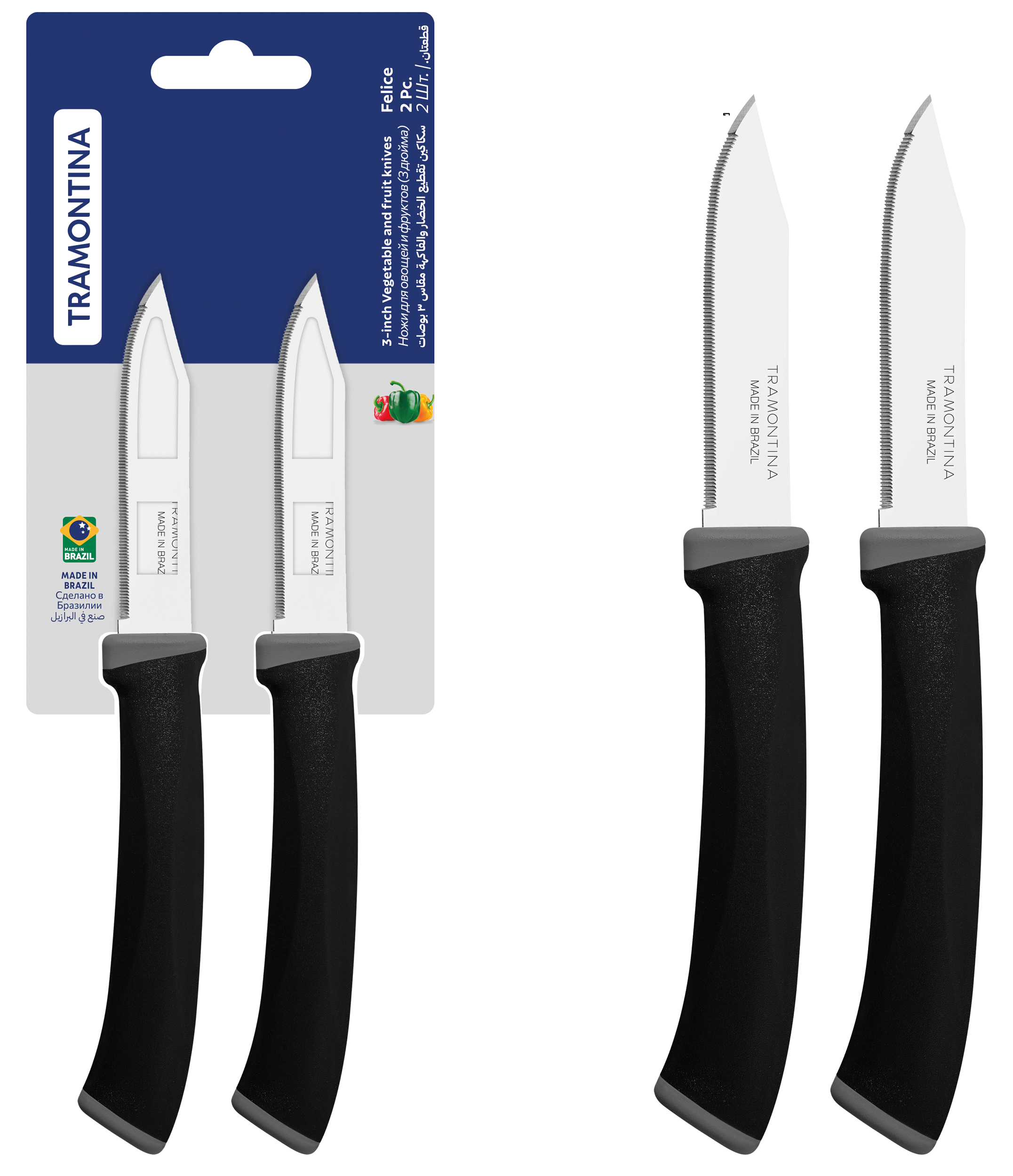 Набор ножей с зубчиками для фруктов и овощей TRAMONTINA 23491/203 FELICE 7.6 см, недорого