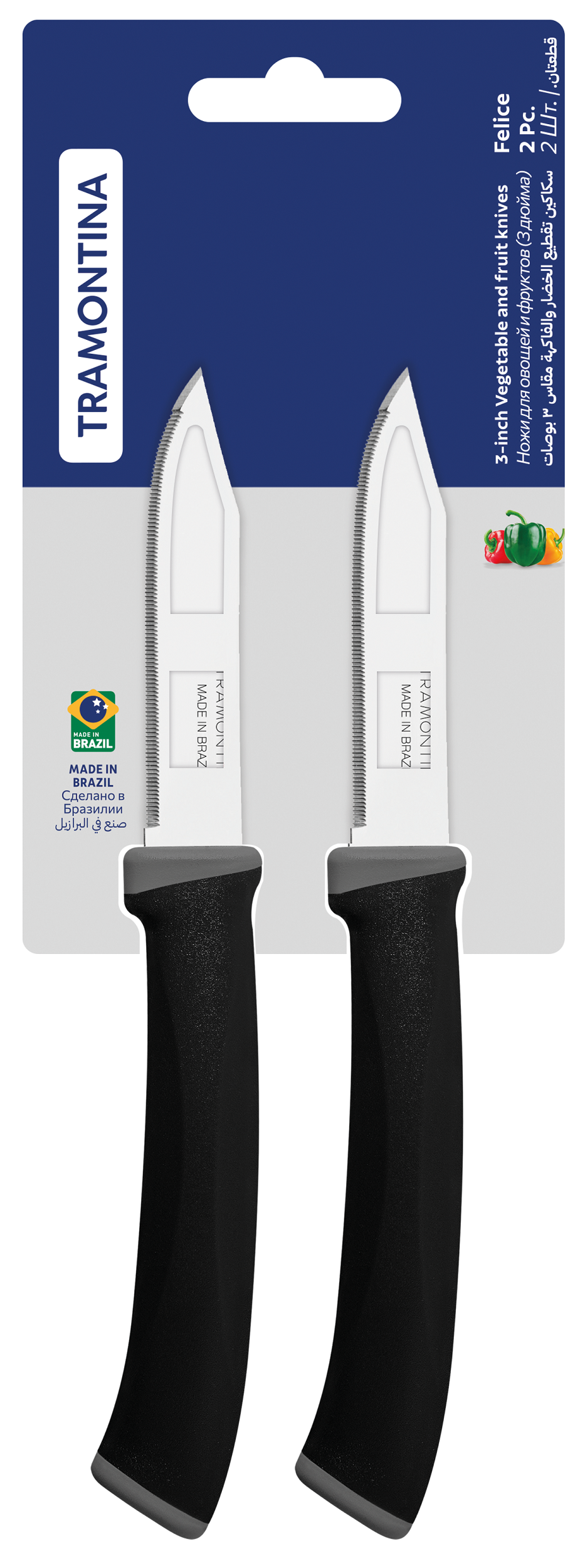 Набір ножів з зубчиками для фруктів та овочей TRAMONTINA 23491/203 FELICE 7.6 см, цвет