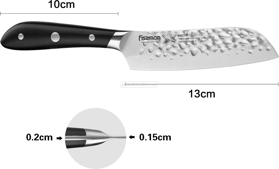 Нож сантоку Fissman 12531 HATTORI 13 см, каталог