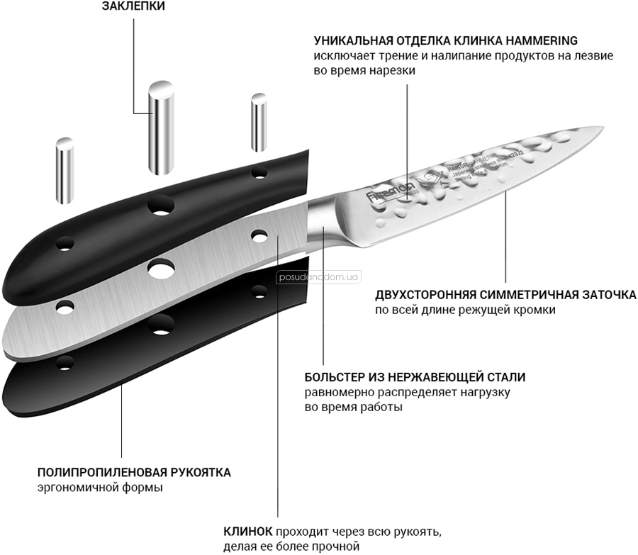 Нож Fissman 2533 Hattori Hammered 10 см, цвет