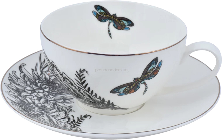 Чашка чайная с блюдцем Astera A0530-CS410-A Charm Dragonfly 410 мл