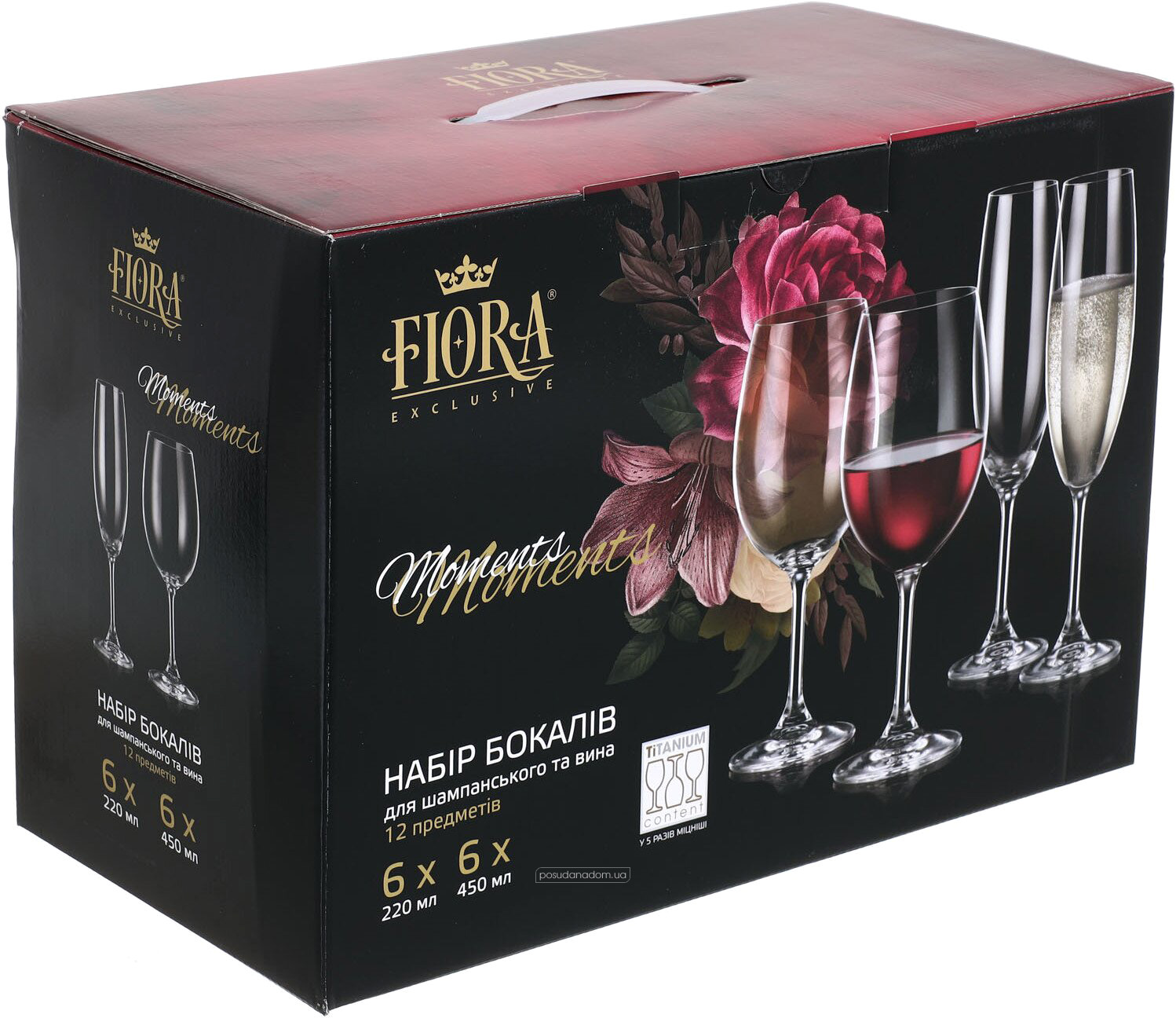 Набір келихів для шампанського та вина Fiora 52241959 Moments 220x450 мл