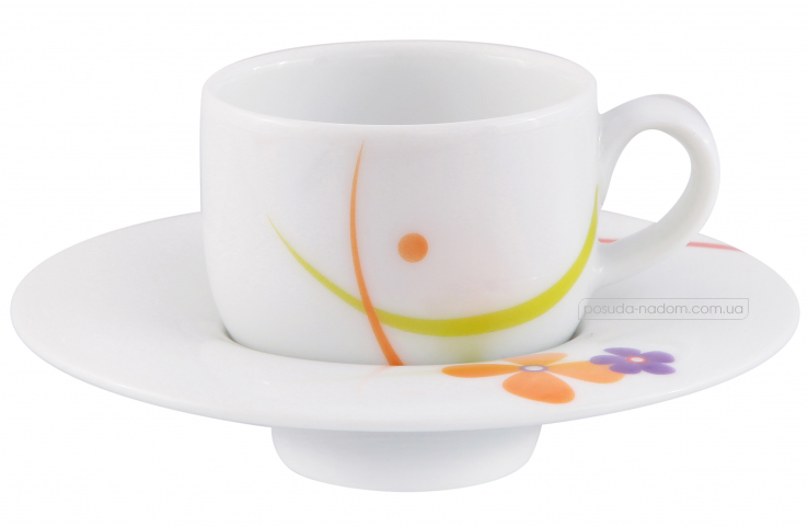 Чашка кофейная с блюдцем DPL 101000850 Spin Flower Orange 80 мл