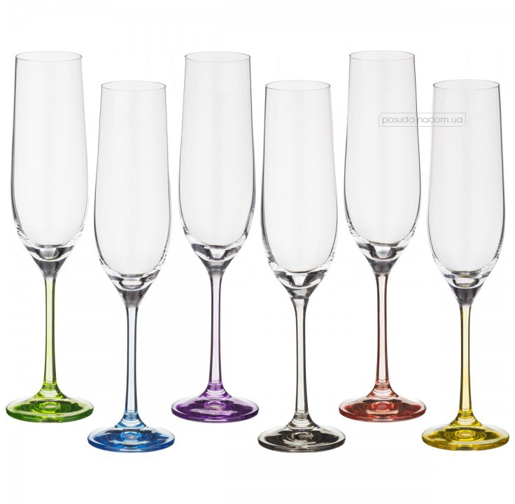 Набор бокалов для шампанского Bohemia 40729/D4641/190 Rainbow 190 мл