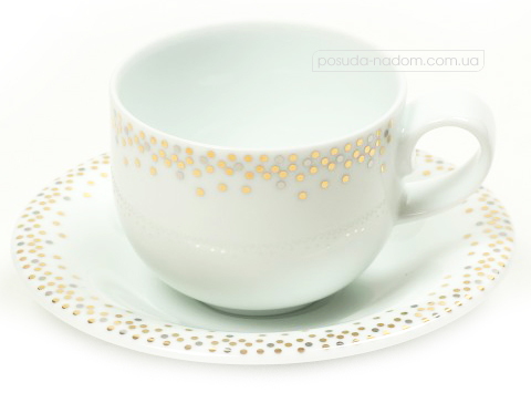 Чашка чайна із блюдцем DPL 20325 Miks Dots Gold 220 мл
