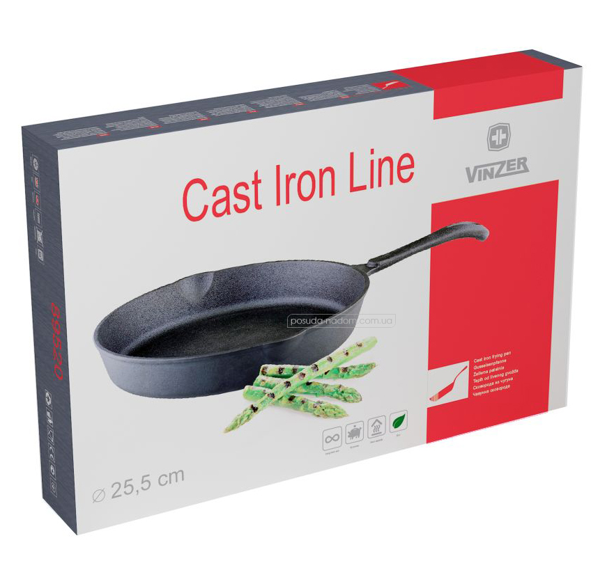 ≡ Сковорода чугунная Vinzer 89520 Cast Iron Line 26 см 🍽️ купить в ...