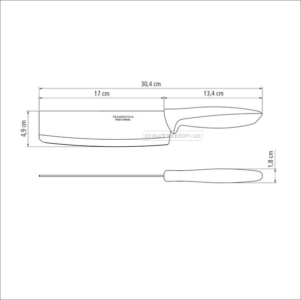 Нож поварской широкий Tramontina 23444/167 PLENUS 17.5 см, недорого