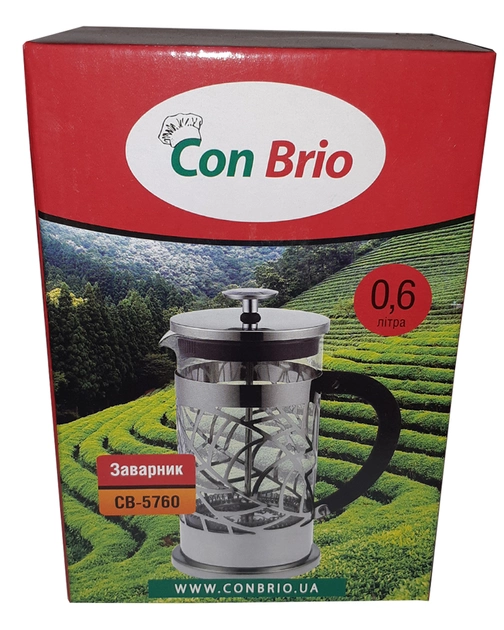 Заварник прес Con Brio 5760-CB600-мл скло+нерж 0.6 л, цвет