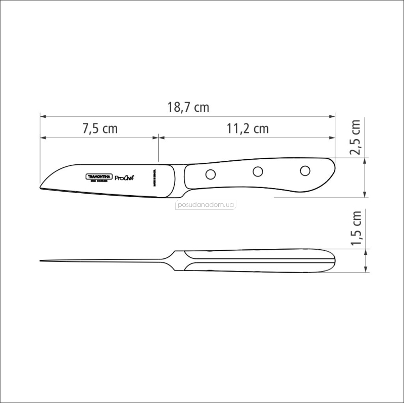 Нож для овощей Tramontina 24150/003 PROCHEF 7.6 см, цвет
