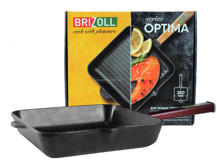 Сковорода гриль Brizoll O282850G-P2 Optima-Bordo 28 см, недорого