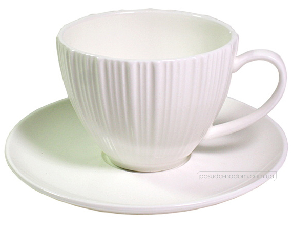 Чашка з блюдцем Fissman 9384 Elegance White 100 мл