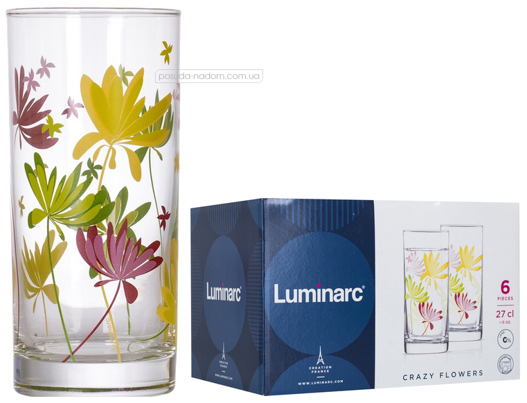 Набір склянок Luminarc N0753 Crazy Flowers 270 мл