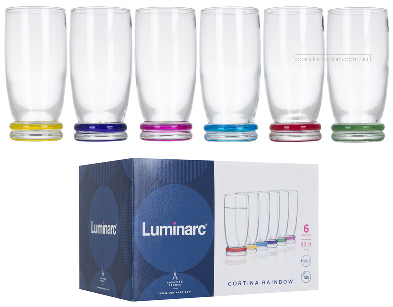 Набір склянок Luminarc N1322 CORTINA RAINBOW 330 мл