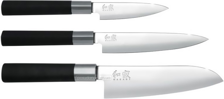 Набор ножей Kai 67S-310 WASABI Black 6710P + 6715U + 6716S