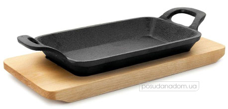 Сковорода с двумя ручками на деревянной подставке Lacor 25881 10x15.5 см