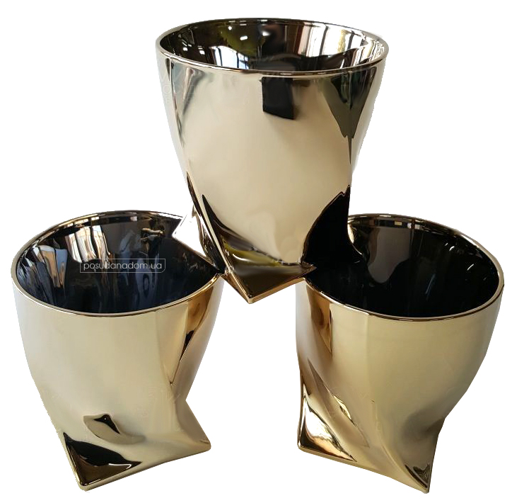 Набір склянок для віскі Bohemia 2k936/00002/340 Quadro Gold 340 мл
