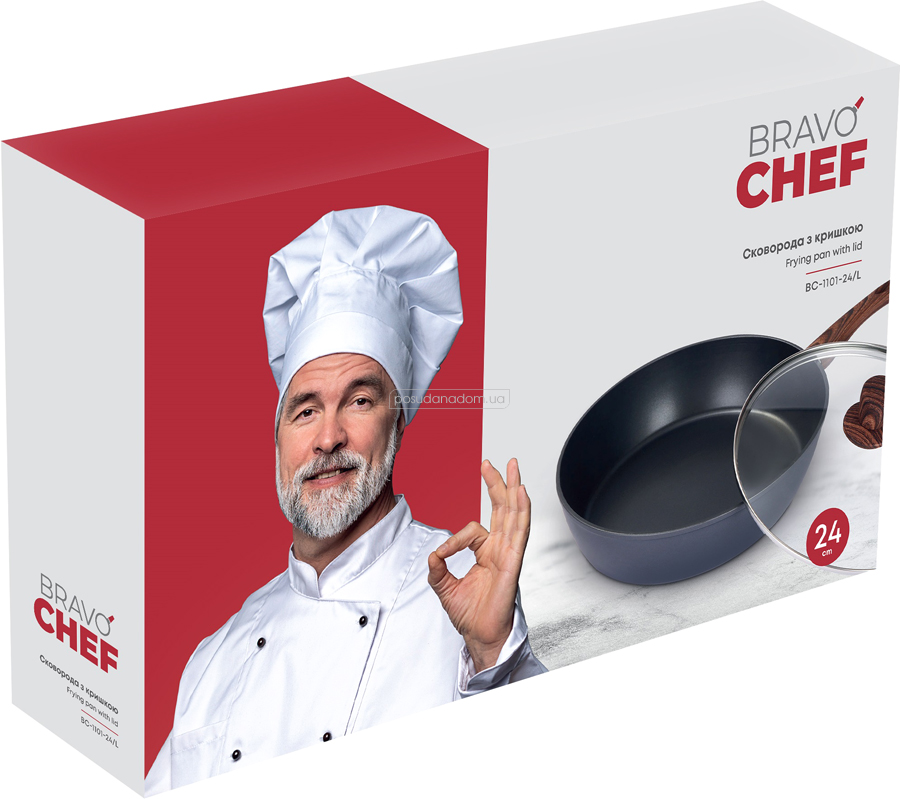Сковорода глубокая Bravo Chef BC-1101-24/L 24 см, недорого