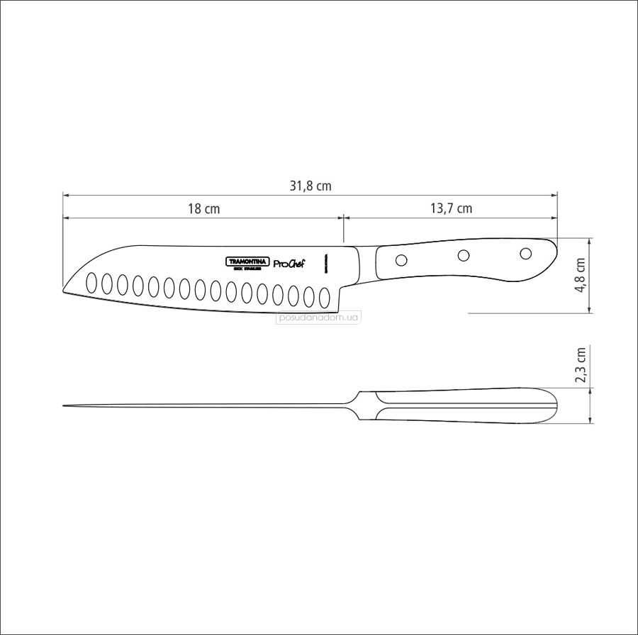 Нож сантоку Tramontina 24170/007 PROCHEF 17.8 см, недорого