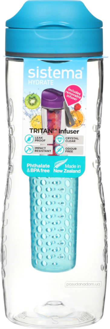 Бутылка для воды с диффузором Sistema 660-7 turquoise