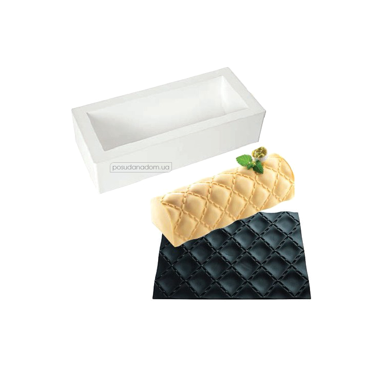 Набор форма силиконовая + силиконовый коврик для декора Silikomart Kit Buche MATELASSE