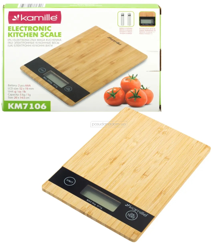 Кухонные весы электронные Kamille KM-7106, каталог