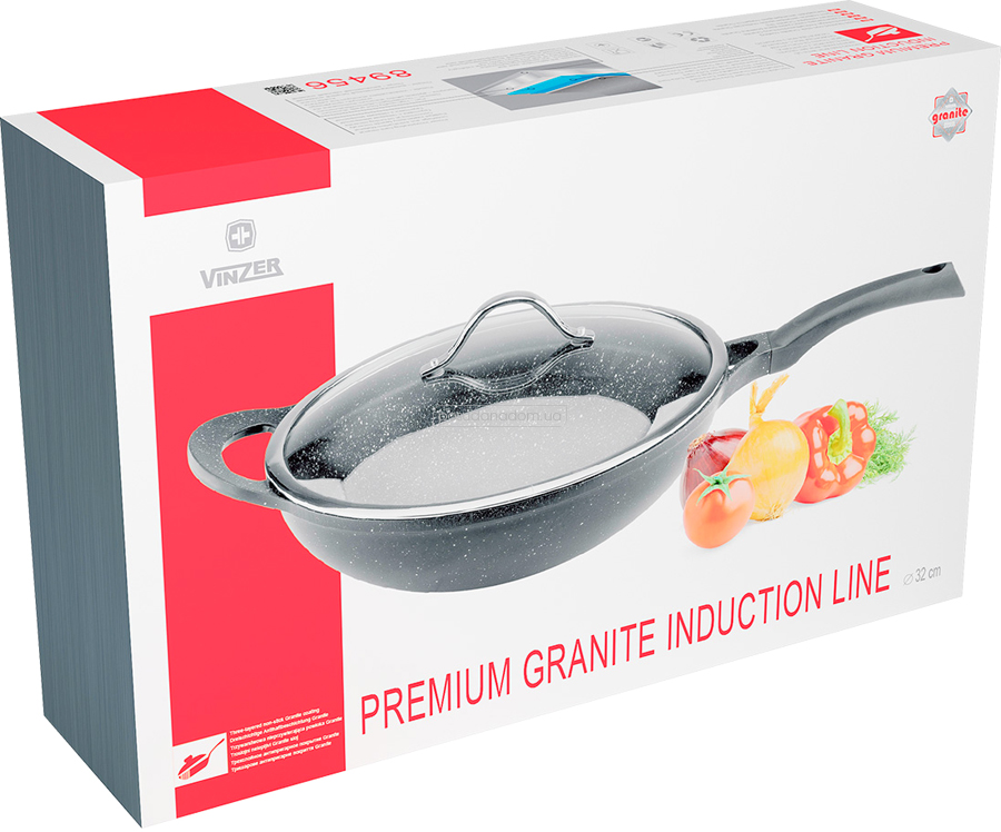 Сковорода WOK Vinzer 89456 Premium Granite Induction 32 см, цвет