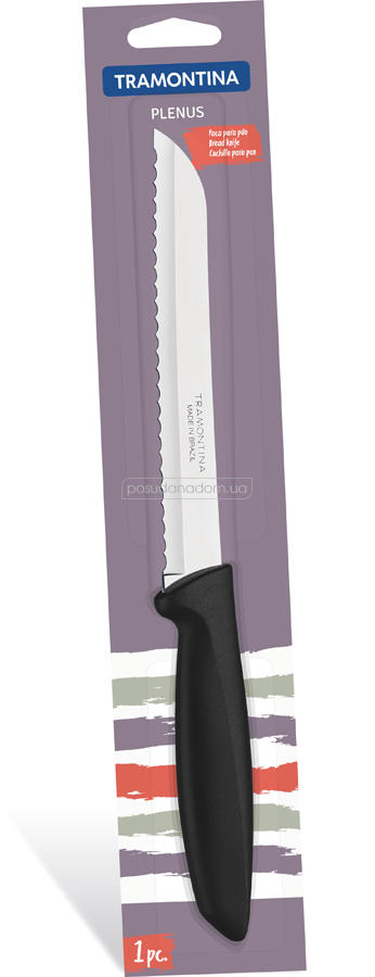 Нож для хлеба Tramontina 23422/107 PLENUS black 17.8 см, каталог