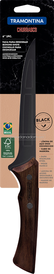 Ніж обробний Tramontina 22840/106 Churrasco Black 15.2 см, цвет