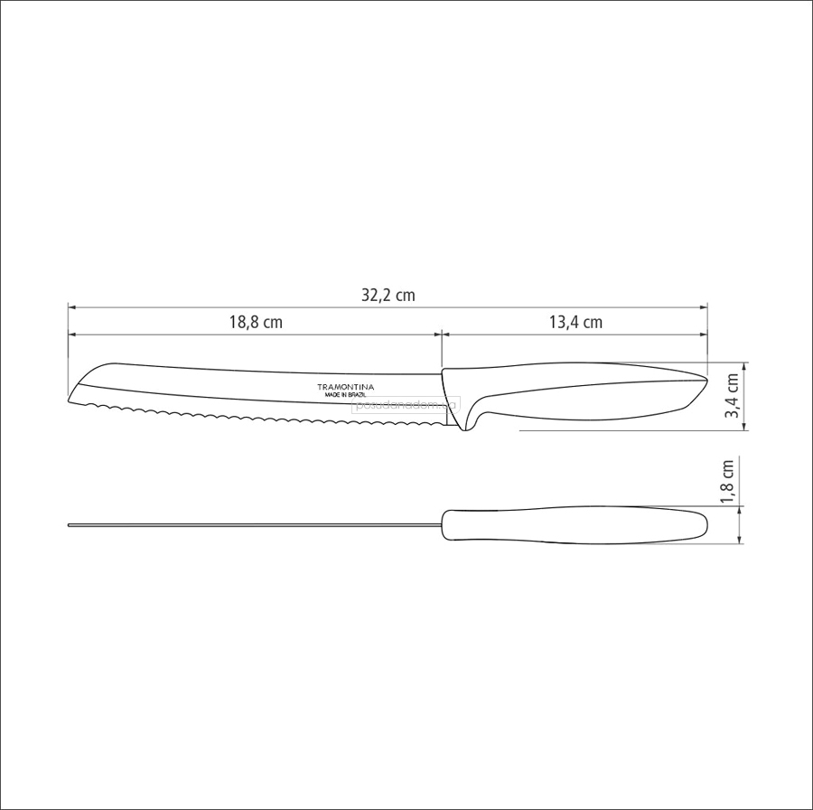 Нож для хлеба Tramontina 23422/138 PLENUS 20.3 см, недорого