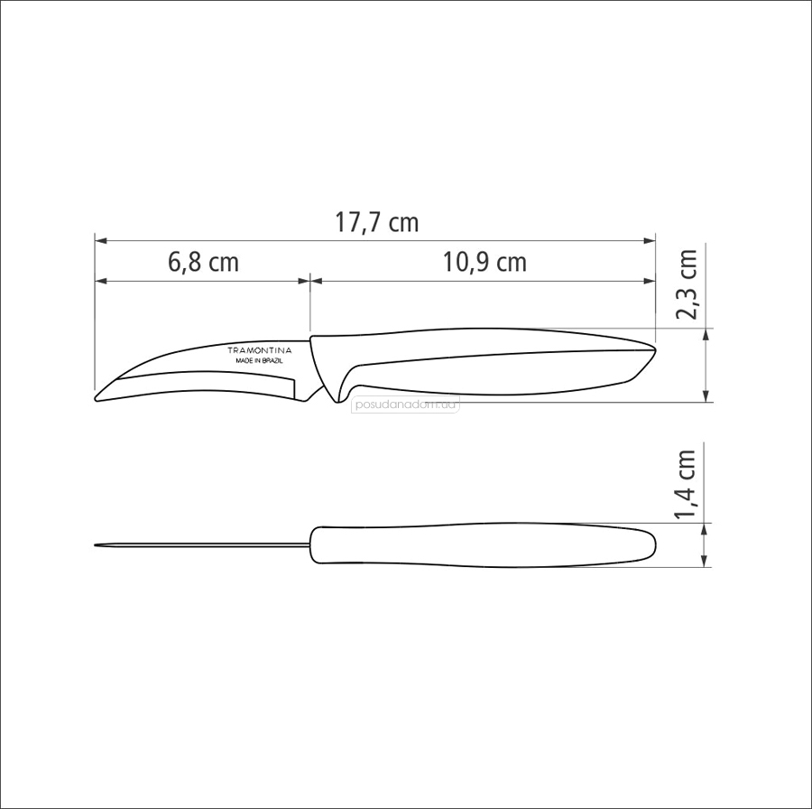 Нож шкуросъемный Tramontina 23419/133 PLENUS 7.5 см, недорого