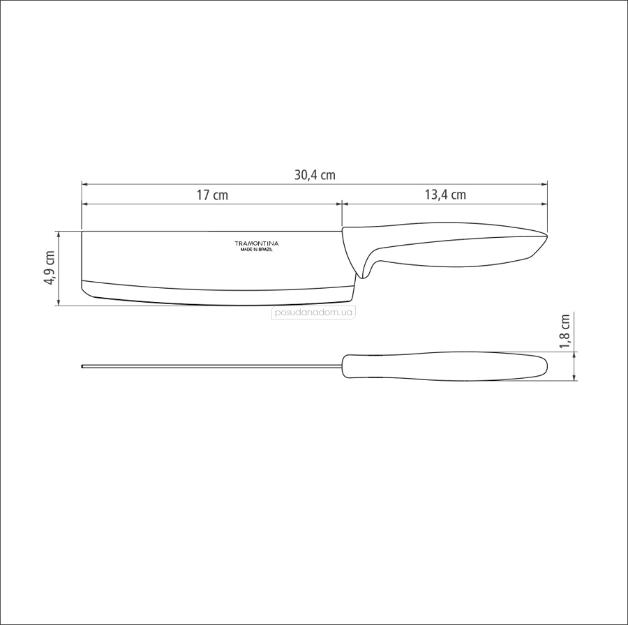 Нож поварской широкий Tramontina 23444/137 PLENUS 17.8 см, недорого