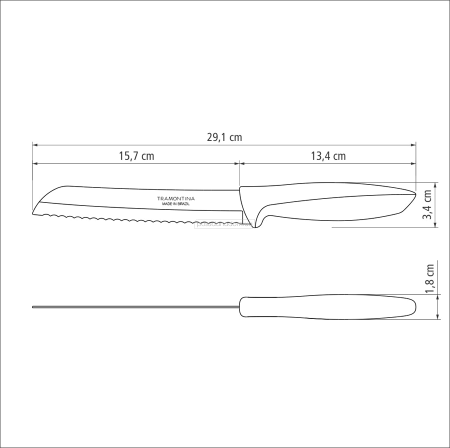 Нож для хлеба Tramontina 23422/137 PLENUS 17.8 см, недорого