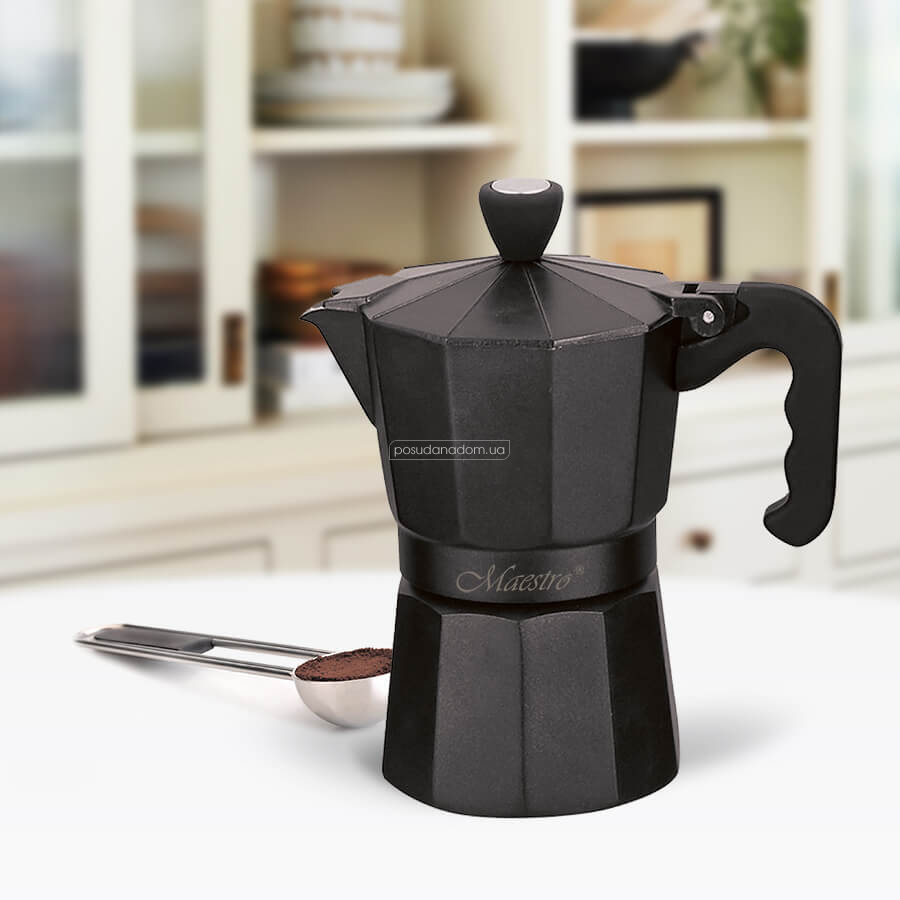 Гейзерна кавоварка Maestro MR1666-9-BLACK Espresso Moka 0.45 л, цвет