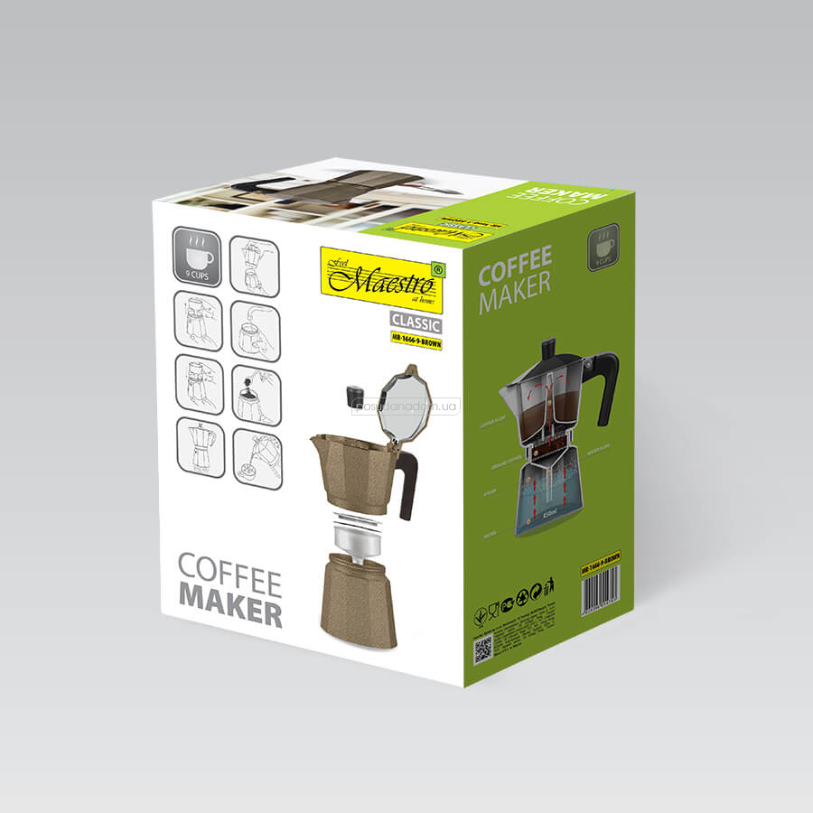 Гейзерна кавоварка Maestro MR1666-9-BROWN Espresso Moka 0.45 л акция