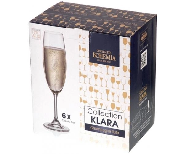 Набор бокалов для шампанского Bohemia 4S415/00000/220 Klara (Sylvia) 220 мл, недорого