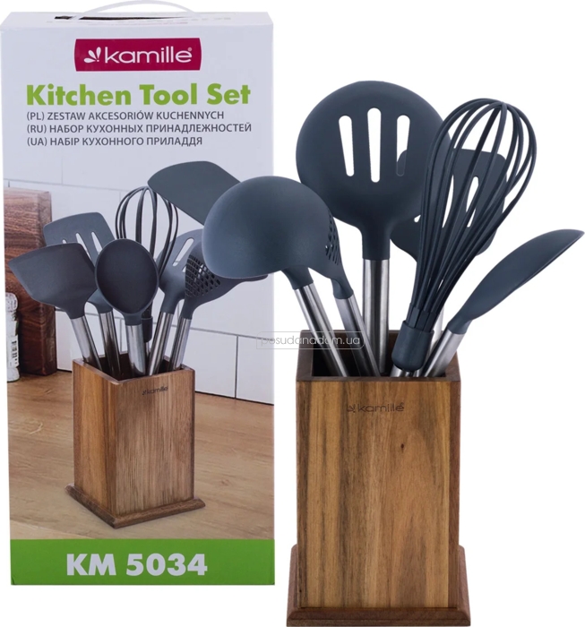 Набор кухонных принадлежностей с подставкой Kamille KM-5034 7 пред.